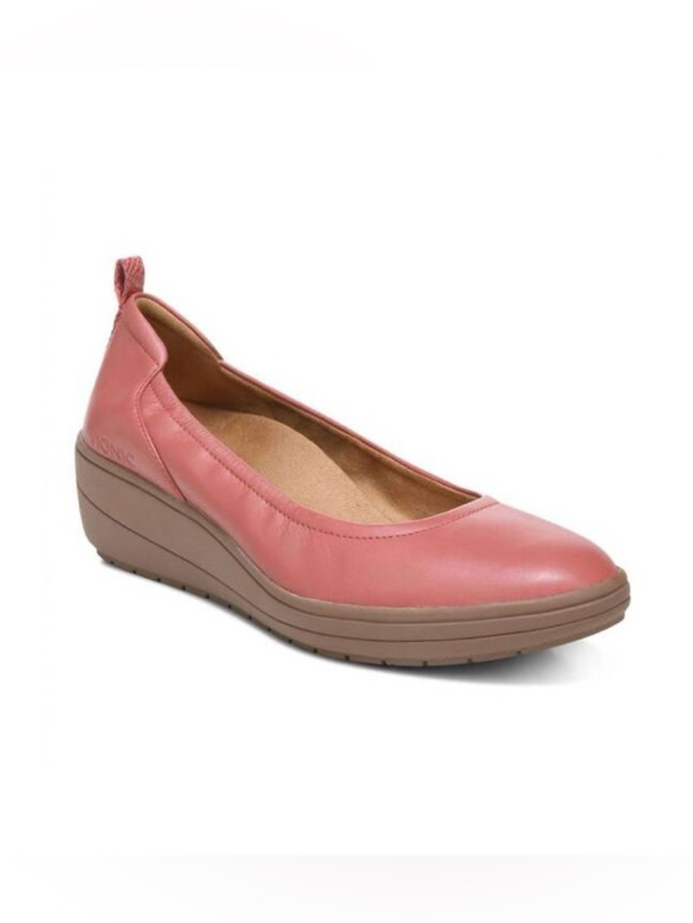 Vionic Jacey Wedge Leather Almond Toe Dusty Cedar Pink 8